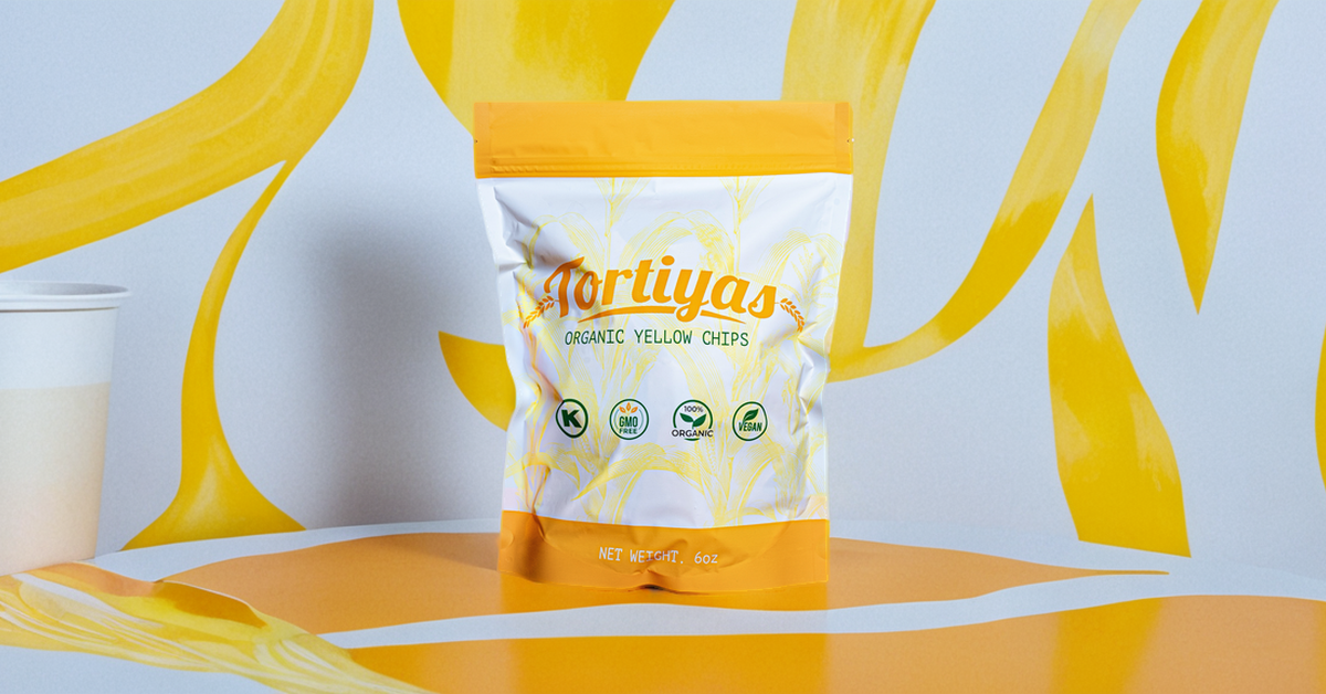 An image of a 6 ounce bag of Tortiyas organic yellow chips